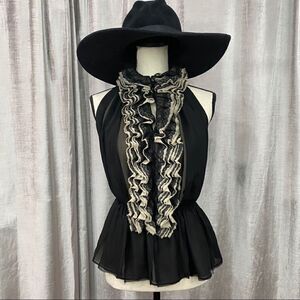 🌟 ROBERT RODRIGUEZ Ruffled Black & Cream Top